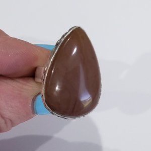 Handmade Brown Agate Gemstone 925 Vintage Ring